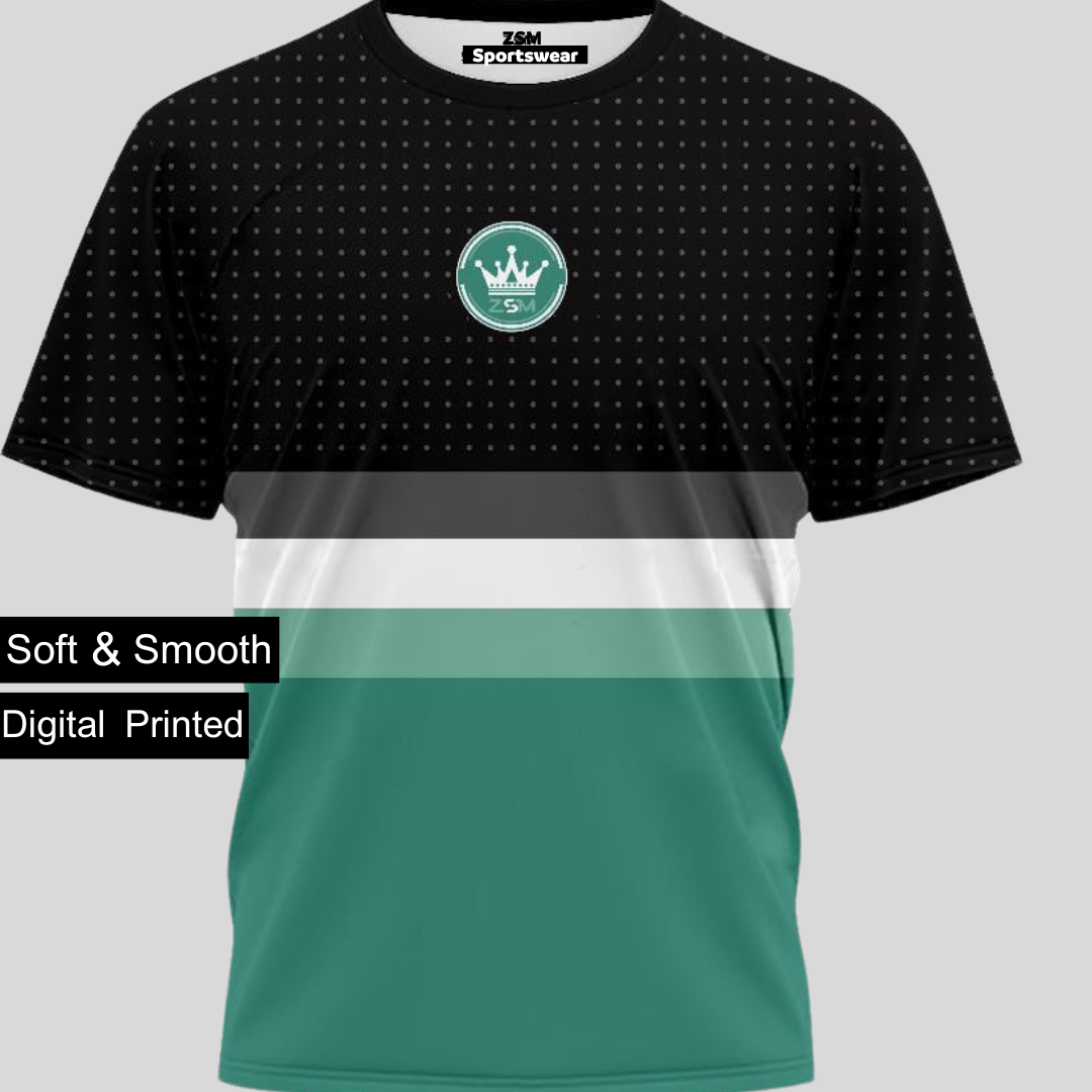 ZSM Sportswear Tees Black, Green and White Combo